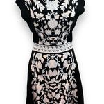 Nanette Lepore Nannette Lepore Good Karma Intarsia Knit Black Floral Sheath Dress Photo 0