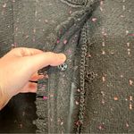 Perry Ellis Wool Blend Black & Pink Fringe Long Sleeve Blazer Size 14 Photo 4