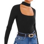 n:philanthropy  Catello Top in Black Mock Neck Choker Cutout Ribbed sz Small NWT Photo 0