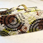 Vera Bradley Cocoa Moss Large Laptop Tote Bag Green, Brown, Black & White Boho Paisley Floral Photo 1