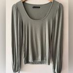 Abercrombie & Fitch Sage Green Ribbed Scoop Neck Long Sleeve Top Photo 0