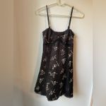 Urban Outfitters Black Floral Satin Mini Slip Dress Summer Boho Women's size XS Photo 1