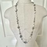 Silver tone faux pearl and rhinestone necklace Photo 1