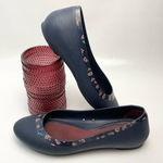 Crocs Lina Shiny Graphic Ballet Flat Size 10 Navy Floral Photo 0