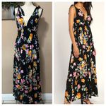 Lulus  Beloved Bae Black Floral Print Tie-Strap Tiered Maxi Dress Photo 1