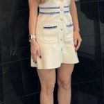 Maje White Blue Tweed Gold Button Details Collared Risal Mini Dress Size 34 Photo 5