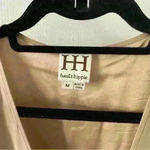 Haute Hippie  Silk Cream cap sleeve dress with faux leather red belt size M Photo 6