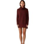 Free People Burgundy Oversize Knit Turtleneck Cowl Neck Sweater Dress Large Photo 1