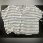 Cynthia Rowley Oversized Linen Striped V-neck Button up Top Sz S Beachy summer Photo 5
