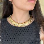 Monet  Gold Tone Seashell Collar Necklace Estate Find 17” Signed Vintage Photo 0
