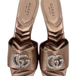 Gucci Marmont EU 37 US 7 Crystal GG Rose Gold Sandals Heels Metallic Nappa New Photo 0