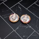 Vintage Clip On Earrings Orange/Yellow/Cream Tones Button Style Orange Photo 4