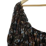 House of Harlow 1960 Revolve Metallic Abstract Puff Sleeve Blouse Brown Size L Size L Photo 2