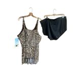 Dream Shaper Animal print 2 pc Swimsuit Sz 24W NWT Black Photo 1