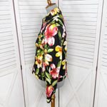 Vintage St. John Sport Tropical Flower Print Denim Jacket Black Yellow Small Photo 1