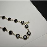 Swavorski Swarovski (Swan Signed) Black Faceted Crystal Gold Tone Necklace 36 Inch Photo 4