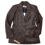 Reformation NWT x VEDA Hal Fitted Leather Blazer in Chocolate Brown Jacket L Photo 1