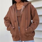Brandy Melville John galt  oversized Brown Women's Hoodie full zip sweatshirt Photo 0