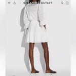 Coach 🤍Women’s EUC  White Mini Tiered Gathered Waist Dress w/ Lace Detail Size 4 Photo 2