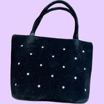 Vintage y2k small velvet handbag purse with rhinestones 🔥 Black Photo 0