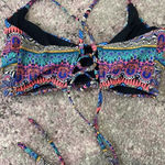 Red Carter  Women's Geometric Tribal Print Halter Bikini Top Festival Sz M Photo 3