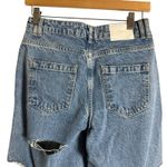 ZARA  Blue Denim Straight Leg High Rise Distressed Cut Destructed Jeans Size 4 Photo 6