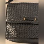 Vintage Ganson Y2K 90s Charcoal Woven Leather Handbag Crossbody Dark Gray Black Photo 1