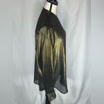 Equipment Femme Band Collar Buttoned Cuffs Long Sleeve Sheer Metallic Blouse Size M Photo 3