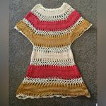 NWOT Multicolor Crochet Knit Cover Up Pink Size M Photo 1