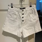 Missguided High Rise High Waisted White Denim Shorts Photo 0