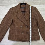 Talbots  Fringe Tweed Cropped Jacket Blazer Women’s 2 Brown Double Breasted Photo 9