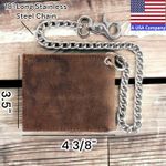 CLASSIC RFID Blocking Mens bi-fold Style Cowhide Leather Steel Chain Wallet, buffalo vintage leather Photo 1