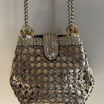 Vintage Warren Reed Gold Silver Handbag Basket Weave Crossbody Metallic Boho Photo 0