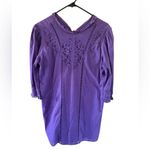 Farm Rio NEW  Anthropologie Dasha Purple Embroidered Crochet Mini Tunic Dress Photo 6