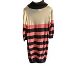 Escada Sport Women XL Striped Turtleneck Sweater Dress Coral Black Beige wool Pink Photo 9