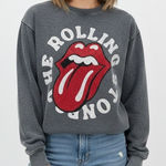 ZARA  Rolling Stones Graphic Sweatshirt Charcoal Gray Rhinestone Crewneck 13/14 Photo 0