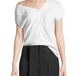 Helmut Lang  White Linen Asymmetric Top V Neck Size 2 NWT Photo 0