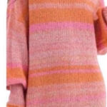 Free People  Candy Stripe Pink Orange Knit Long Sleeve Cowl Neck Tunic Sweater M‎ Photo 0