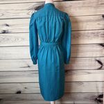 Vintage 70s Schrader Sport Blue Patterned Long Sleeve Dress Photo 5
