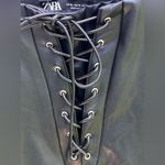 ZARA Faux Leather Lace UP Black Stretch Mid- Rise Pants NWT Photo 6