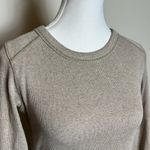 Everlane Organic Cotton Ribbed High Neck Long Sleeve Dress Heathered Beige Sz Sm Photo 2
