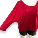 Boutique Womens Shirt Top Dolman Sleeve Pullover Hi Low Slouch Fit Red XXL Photo 5