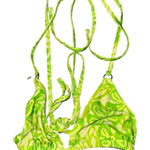 Blackbough Neon Green Strappy Bikini Top Women's Size M Beach Summer Photo 0