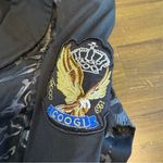 COOGI  Womens Blazer Black Embroidered Rhinestones Military Patch Gold Y2K Edgy Photo 5