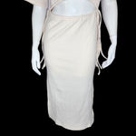 4th and Reckless Womens Small Cream Textured Midi Dress Cutout Short Sleeve Photo 2