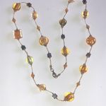 Boho Clear Yellow Gold Tone Shimmer AB Beaded Millefiori Flower Beads Necklace Photo 5