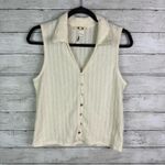 Madewell Crochet Knit V Neck Polo Vest Vintage Ivory Size Medium Photo 2