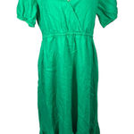 FatFace  Green Vivvie Linen Midi Dress Womens 14R Pockets‎ Bright Clean Girl Photo 0