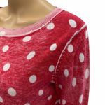 LC Lauren Conrad  Red and White Polka Dot Burnout Sweater Medium Photo 3
