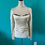 Reformation Silk Rita Top Cream & Black Lace Luxury Chic Soft Womens Size 10 Photo 4